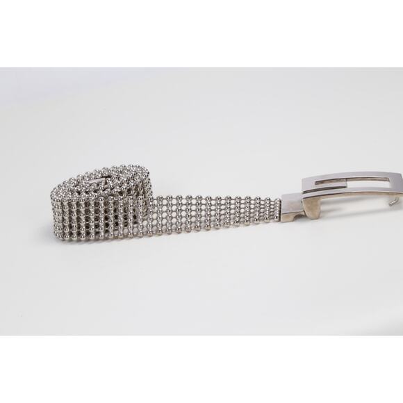 Vintage Silver Ball Chain Belt Metallic Mesh Y2K Boho Statement Size M main image 10